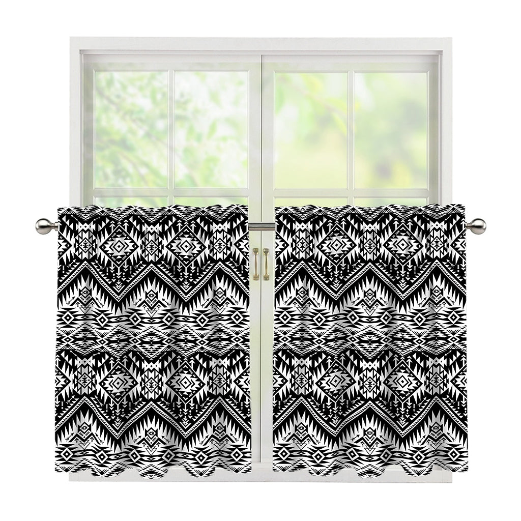 Black And White Navajo Print Tier Curtains