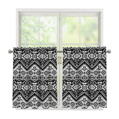 Black And White Navajo Print Tier Curtains