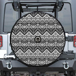 Black And White Navajo Print Tire Cover With Camera Hole