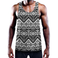 Black And White Navajo Print Men's Workout Tank Top