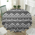 Black And White Navajo Print Waterproof Round Tablecloth