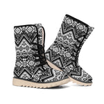 Black And White Navajo Print Winter Boots
