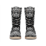 Black And White Navajo Print Winter Boots