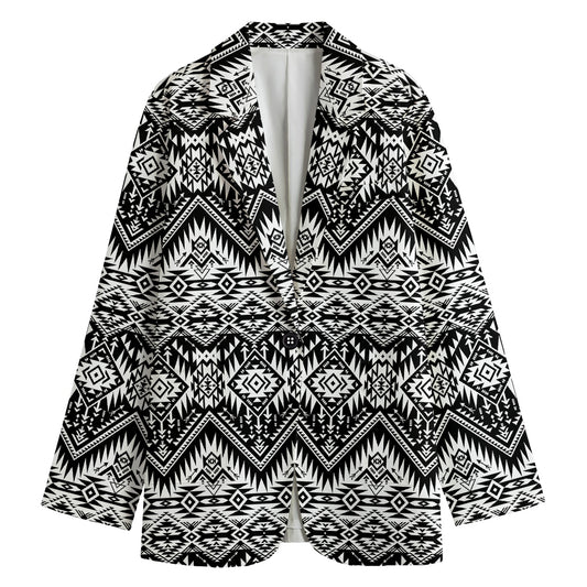 Black And White Navajo Print Women's Blazer