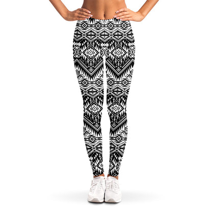 Black And White Navajo Print Women's Leggings