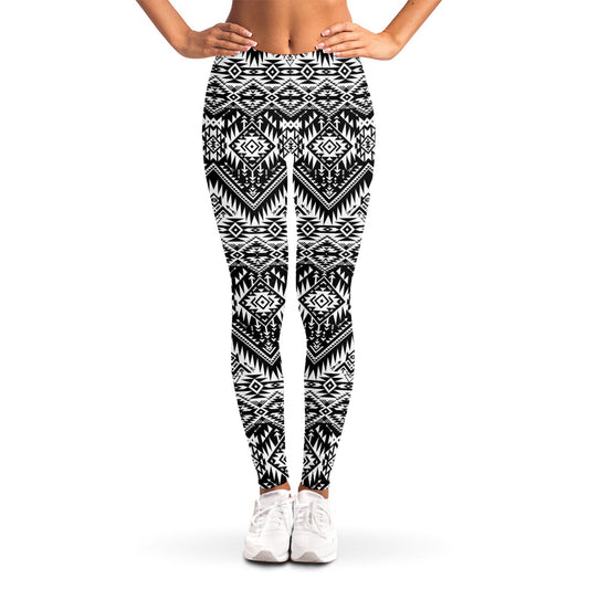 Black And White Navajo Print Women's Leggings