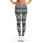 Black And White Navajo Print Women's Leggings