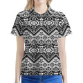 Black And White Navajo Print Women's Polo Shirt