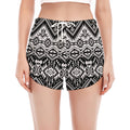 Black And White Navajo Print Women's Split Running Shorts