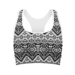 Black And White Navajo Print Women's Sports Bra