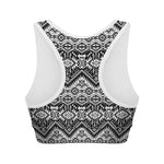 Black And White Navajo Print Women's Sports Bra