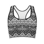 Black And White Navajo Print Women's Sports Bra