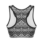 Black And White Navajo Print Women's Sports Bra