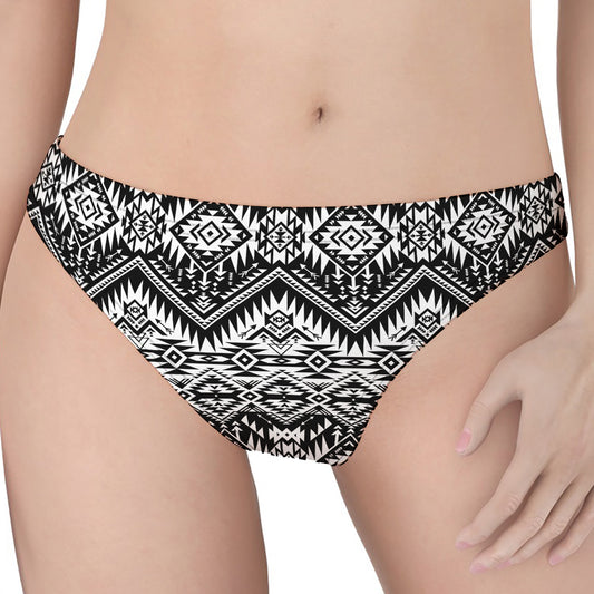 Black And White Navajo Print Women's Thong