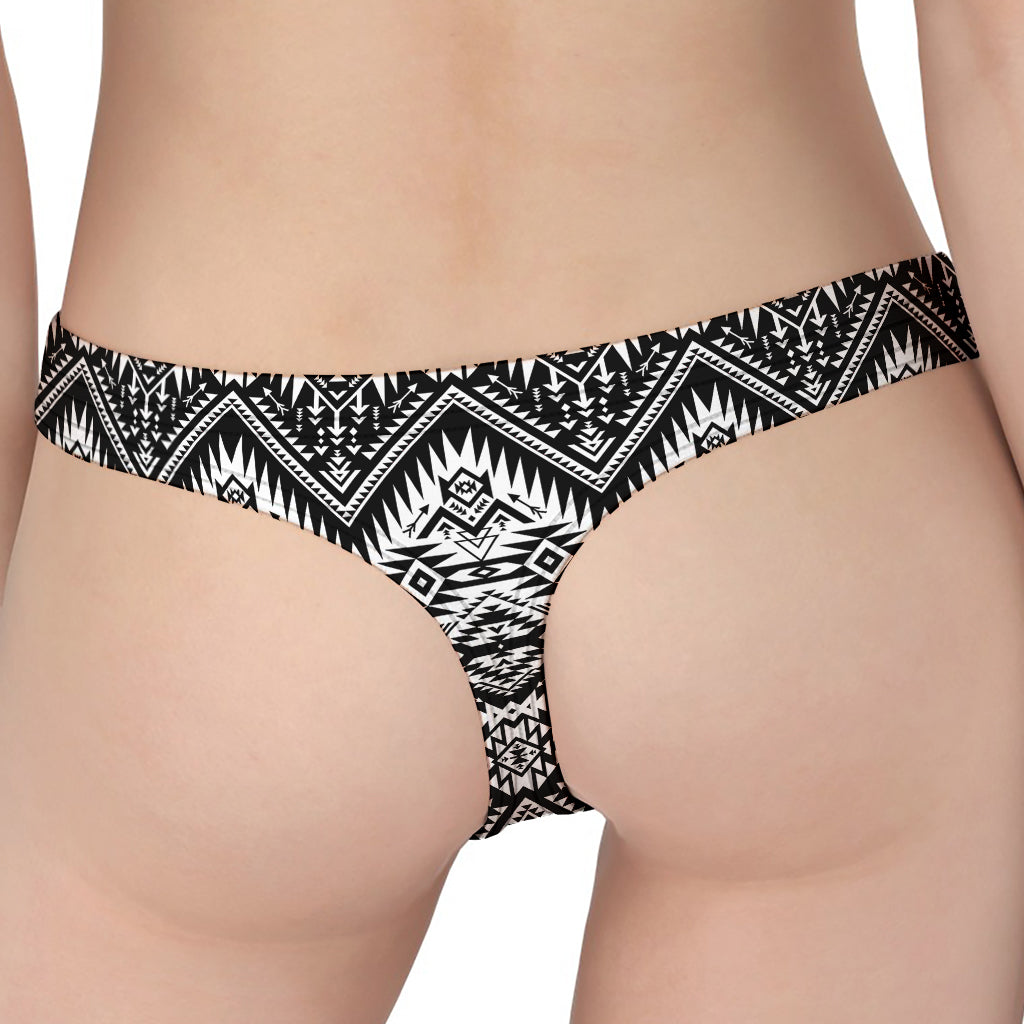 Black And White Navajo Print Women's Thong