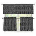 Black And White Navajo Tribal Print 3 Piece Kitchen Curtains