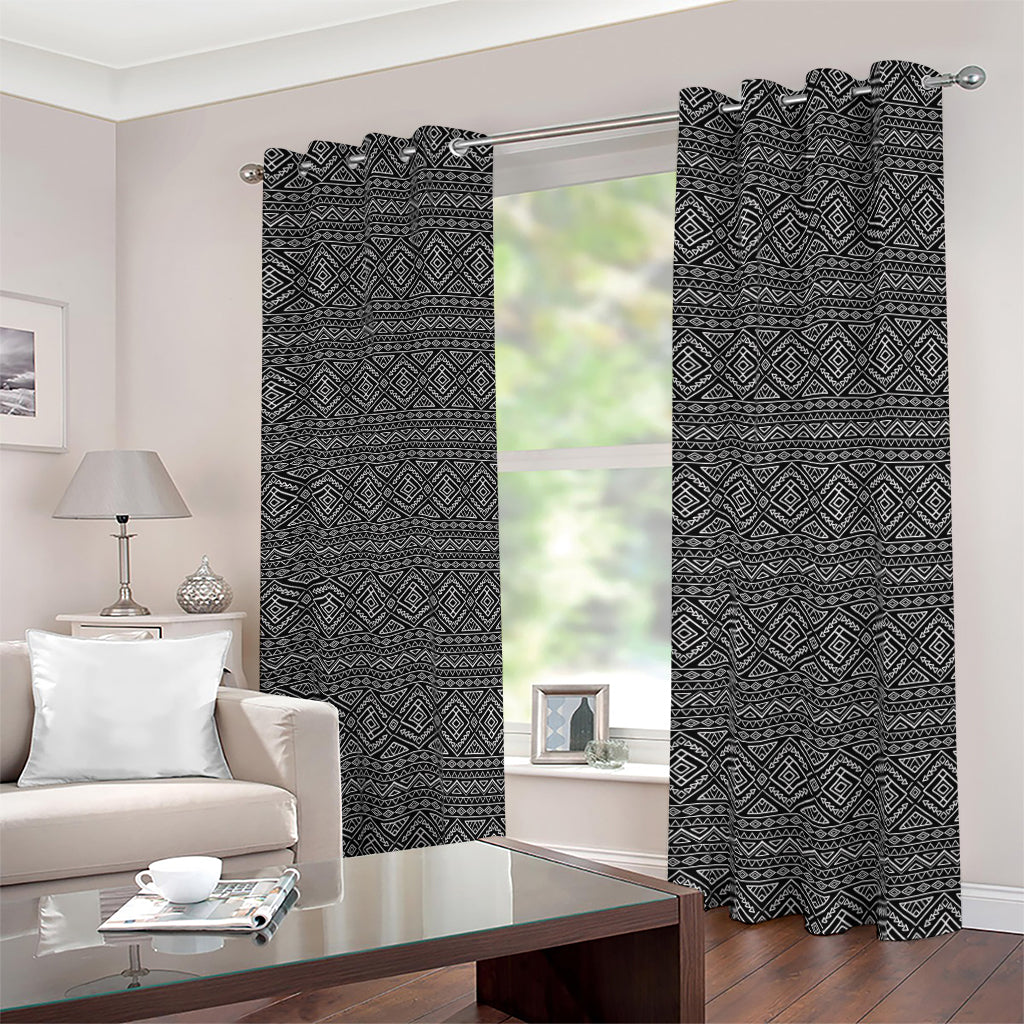 Black And White Navajo Tribal Print Blackout Grommet Curtains