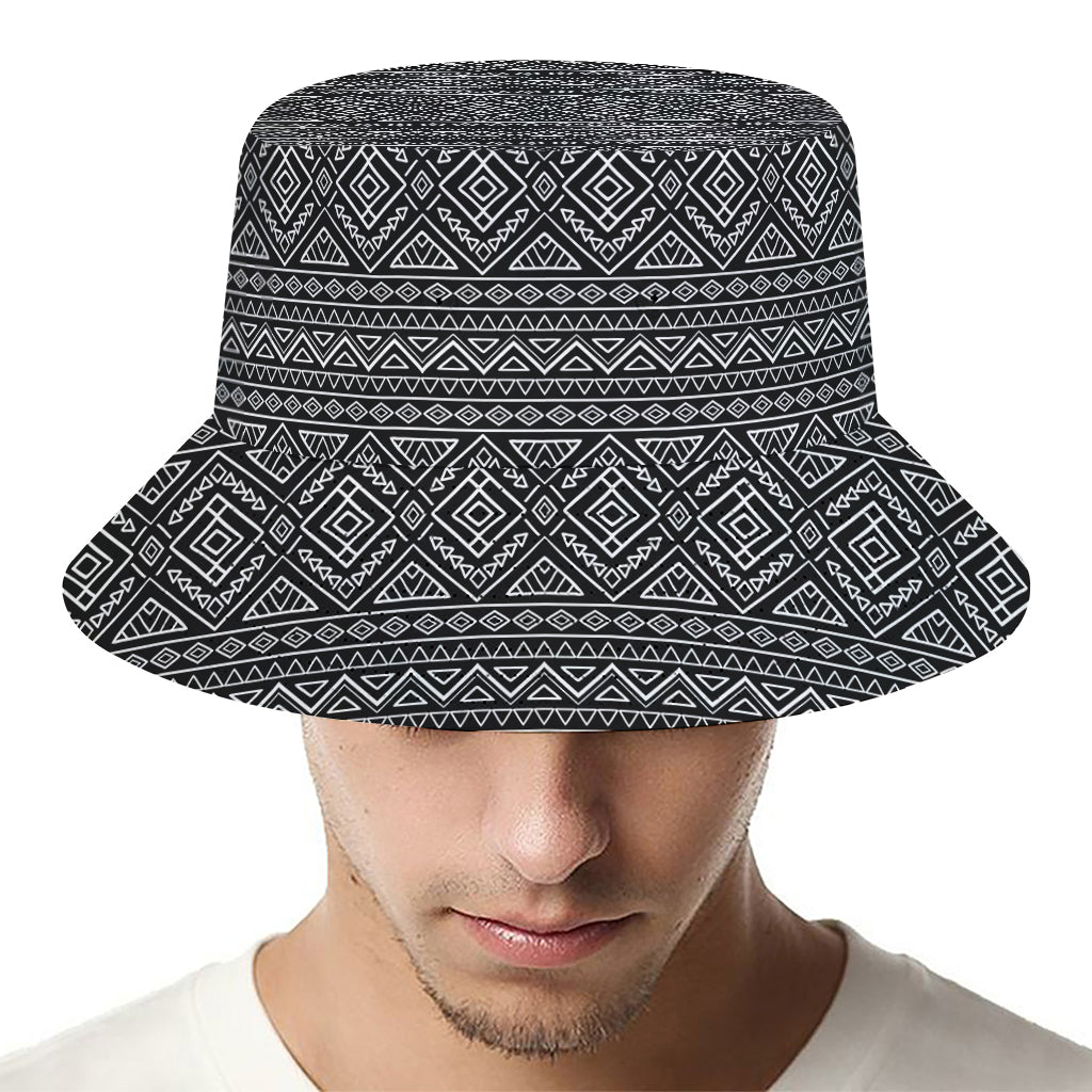 Black And White Navajo Tribal Print Bucket Hat