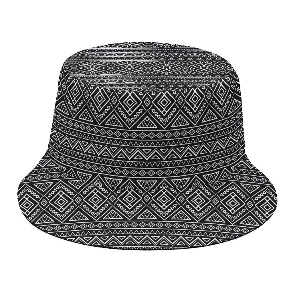 Black And White Navajo Tribal Print Bucket Hat