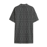 Black And White Navajo Tribal Print Cotton Hawaiian Shirt