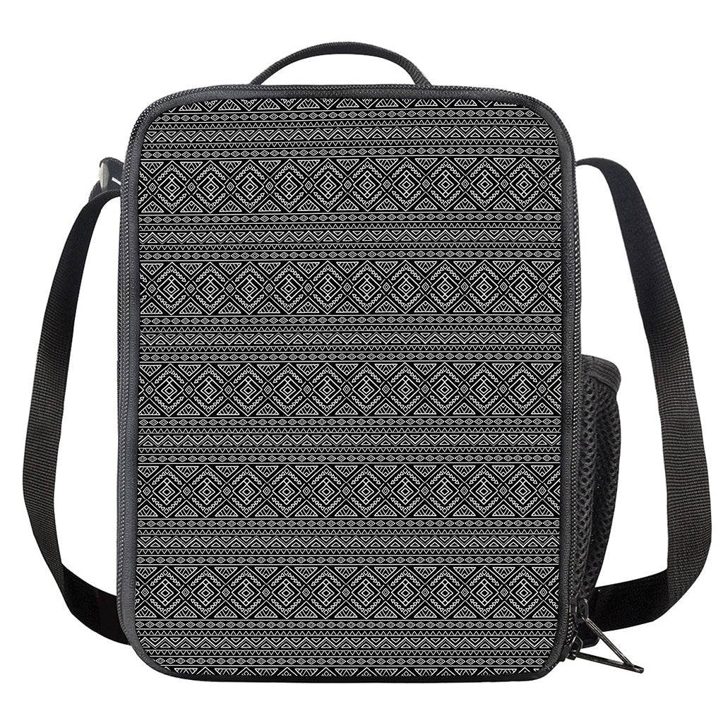 Black And White Navajo Tribal Print Crossbody Lunch Bag