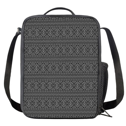Black And White Navajo Tribal Print Crossbody Lunch Bag