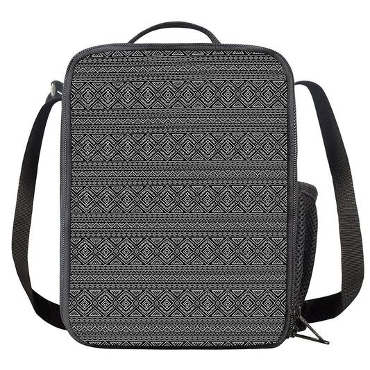 Black And White Navajo Tribal Print Crossbody Lunch Bag