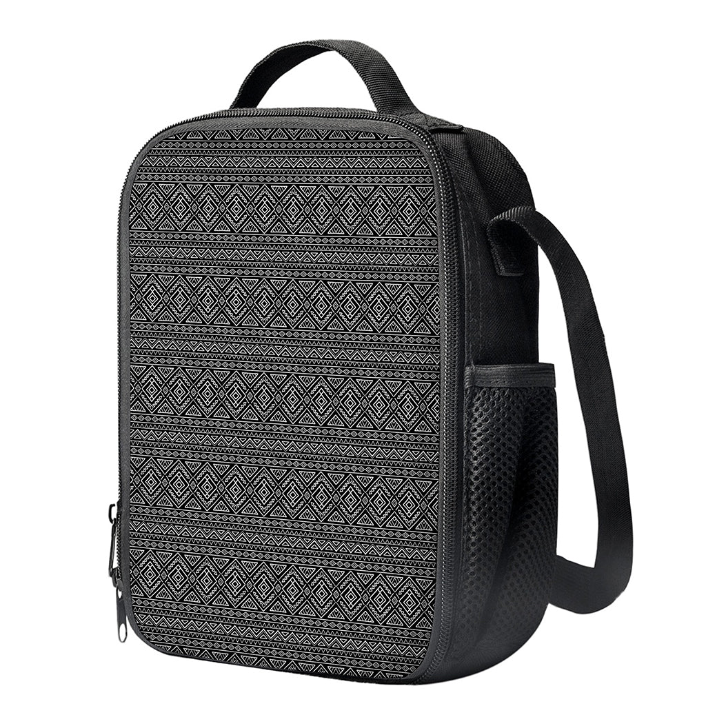 Black And White Navajo Tribal Print Crossbody Lunch Bag