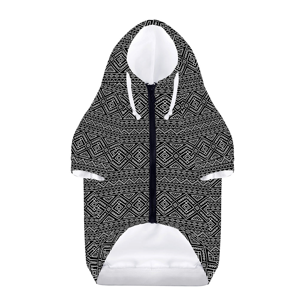 Black And White Navajo Tribal Print Dog Zip Up Hoodie
