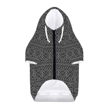 Black And White Navajo Tribal Print Dog Zip Up Hoodie