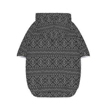 Black And White Navajo Tribal Print Dog Zip Up Hoodie