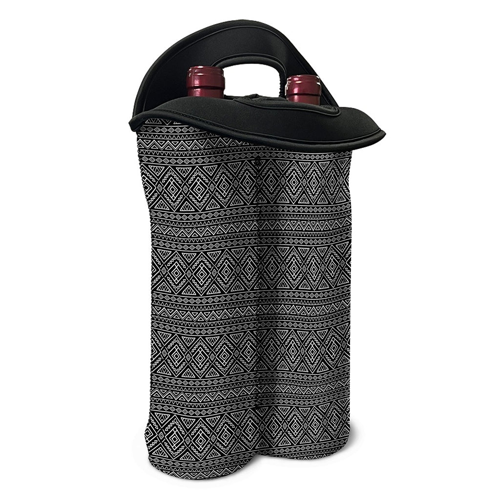 Black And White Navajo Tribal Print Double Neoprene Wine Tote