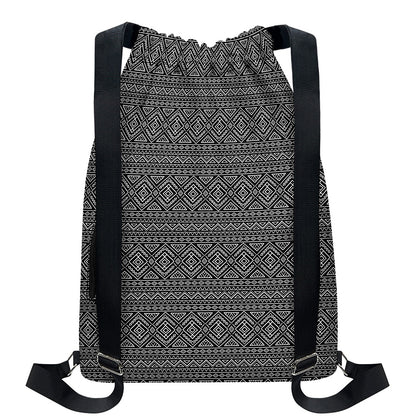 Black And White Navajo Tribal Print Drawstring Backpack