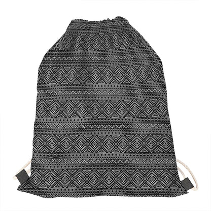 Black And White Navajo Tribal Print Drawstring Bag