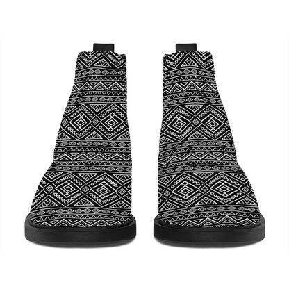 Black And White Navajo Tribal Print Flat Ankle Boots