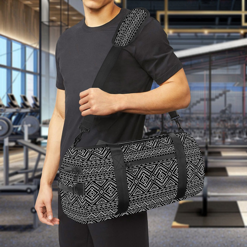 Black And White Navajo Tribal Print Gym Bag