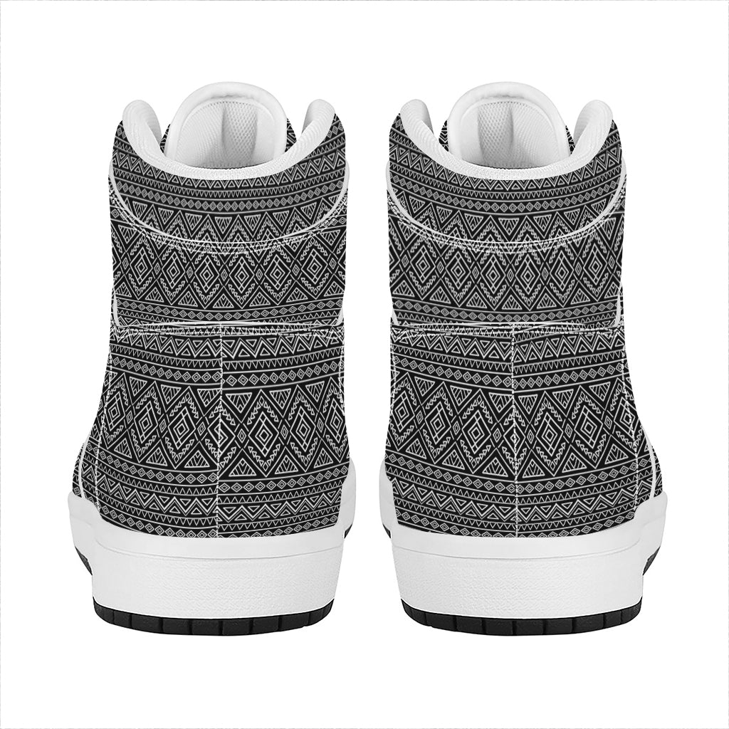 Black And White Navajo Tribal Print High Top Leather Sneakers