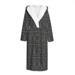 Black And White Navajo Tribal Print Hooded Bathrobe