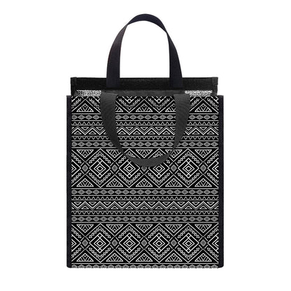 Black And White Navajo Tribal Print Insulated Lunch Tote
