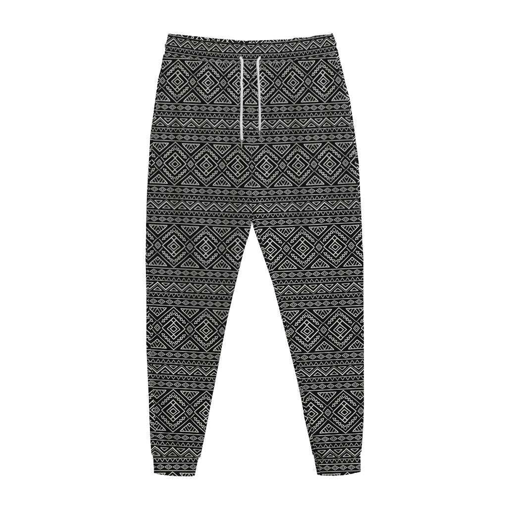 Black And White Navajo Tribal Print Jogger Pants