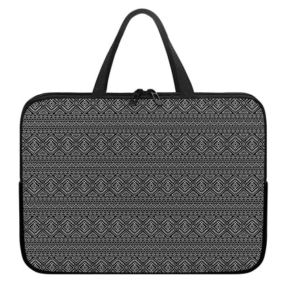 Black And White Navajo Tribal Print Laptop Sleeve With Handle