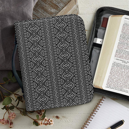 Black And White Navajo Tribal Print Leather Bible Cover