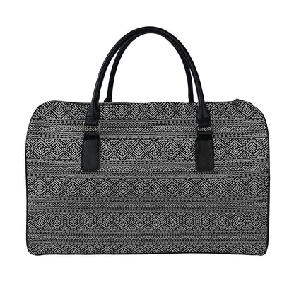 Black And White Navajo Tribal Print Leather Duffle Bag