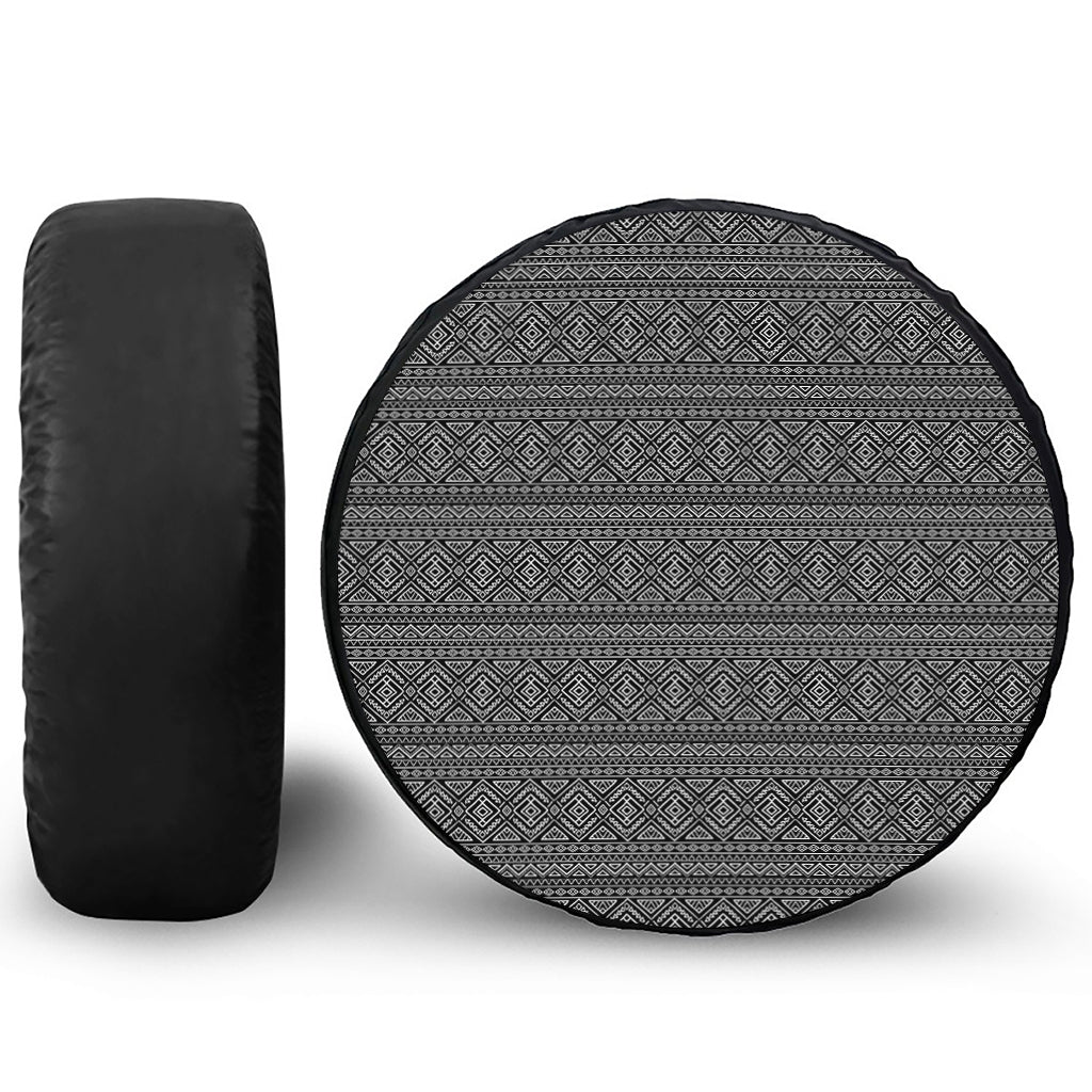 Black And White Navajo Tribal Print Leather Spare Tire Cover