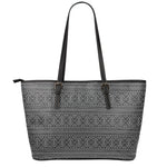 Black And White Navajo Tribal Print Leather Tote Bag