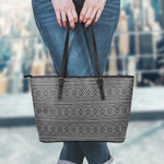 Black And White Navajo Tribal Print Leather Tote Bag