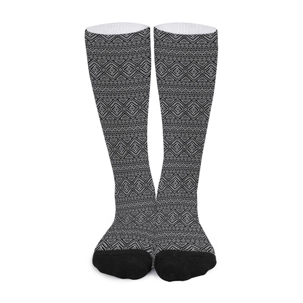 Black And White Navajo Tribal Print Long Socks
