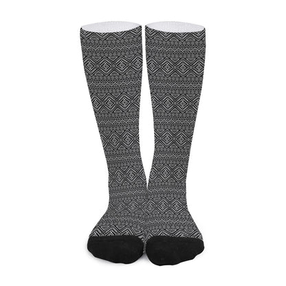 Black And White Navajo Tribal Print Long Socks