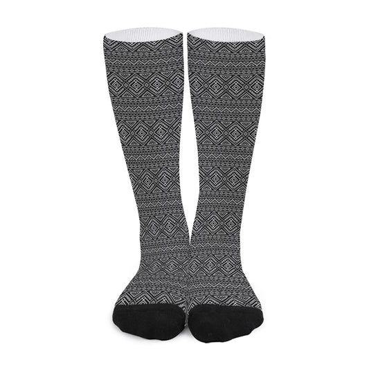 Black And White Navajo Tribal Print Long Socks