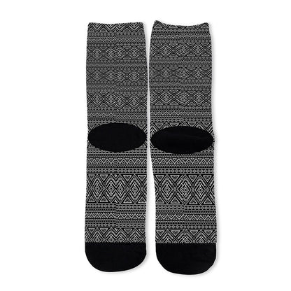 Black And White Navajo Tribal Print Long Socks